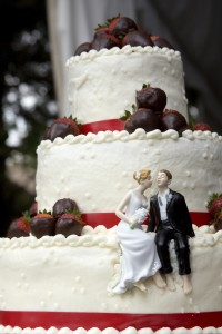 wedding cake with bride and groom