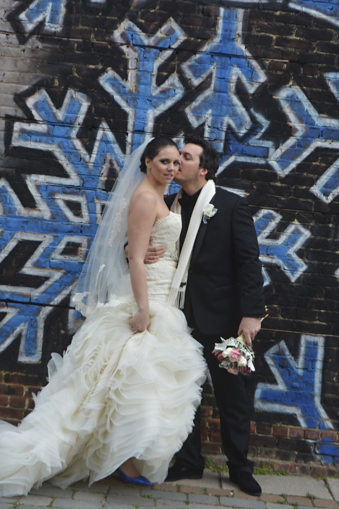 Alison's "something blue" were her Miu Miu sequined shoes. Photo courtesy of John Arcara Photography.