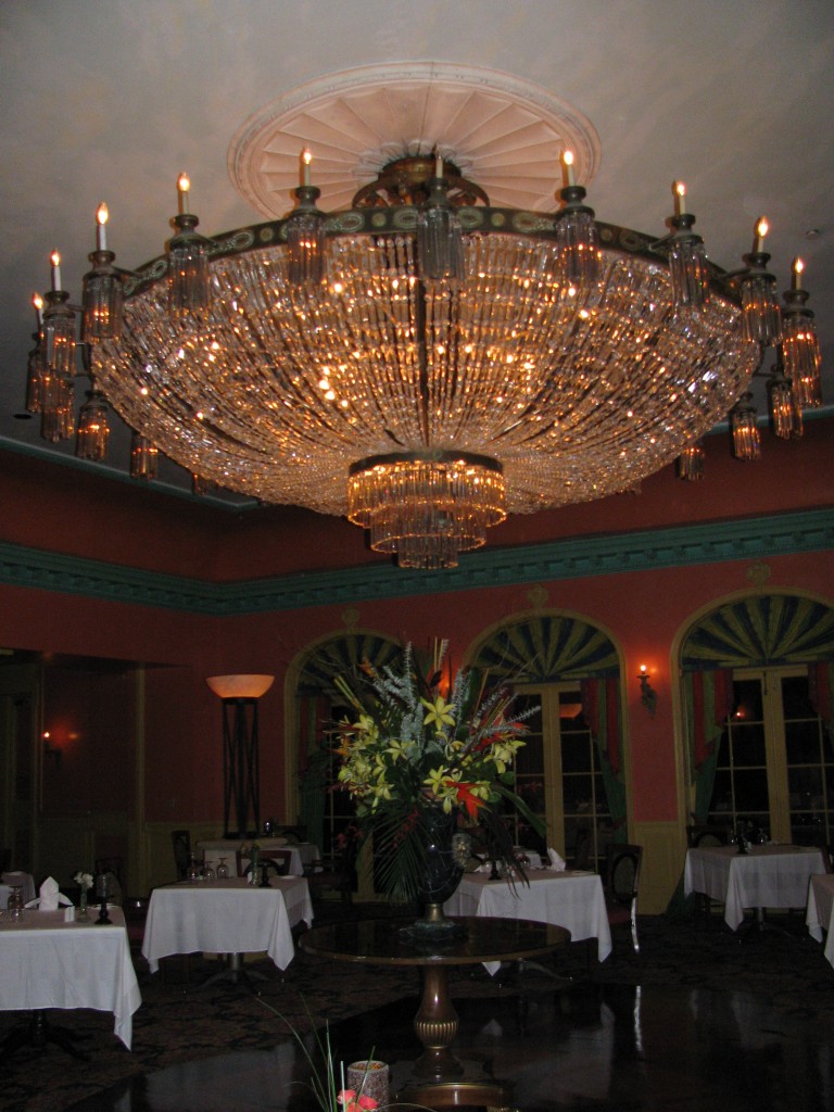 The Crystal Room Restaurant Chandelier at Sandals Royal Bahamian