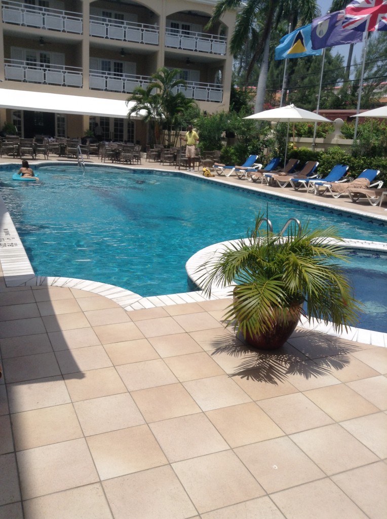 The pool at the Sandals Carlyle Resort is large and luxurious.